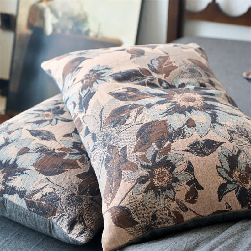 Set di biancheria da letto in cotone jacquard floreale tinto in filo (4 pezzi)