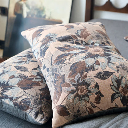 Set di biancheria da letto in cotone jacquard floreale tinto in filo (4 pezzi)
