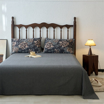 Set di biancheria da letto floreale in jacquard di garza di cotone retrò (4 pezzi)