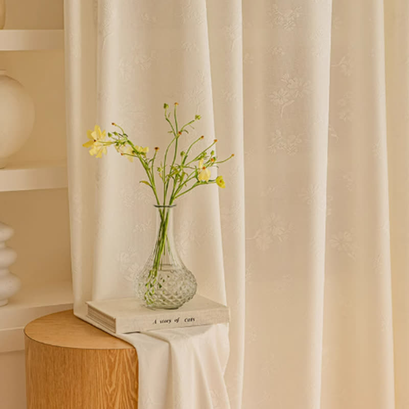 Tenda trasparente floreale jacquard francese