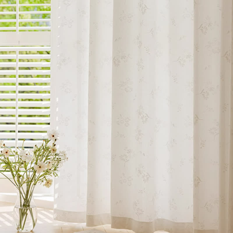 Tenda trasparente floreale jacquard francese