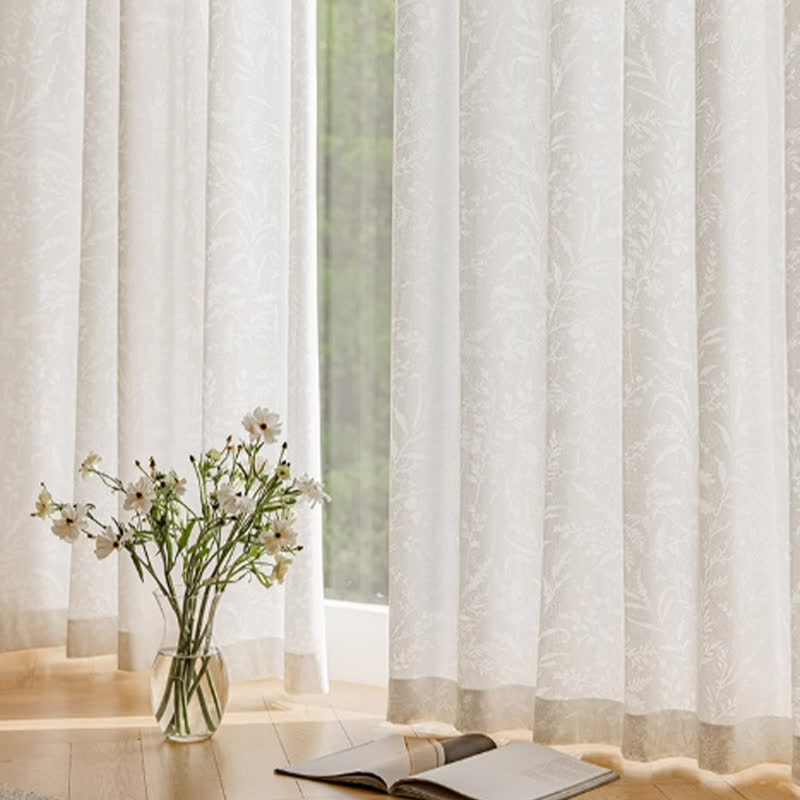Tenda trasparente floreale jacquard francese