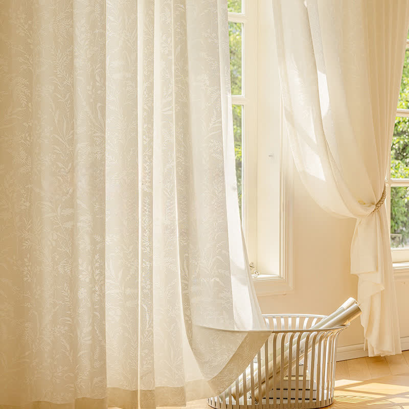 Tenda trasparente floreale jacquard francese