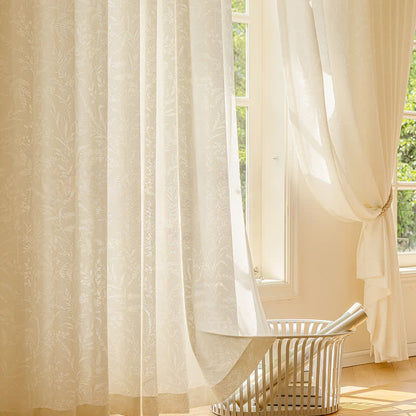 Tenda trasparente floreale jacquard francese