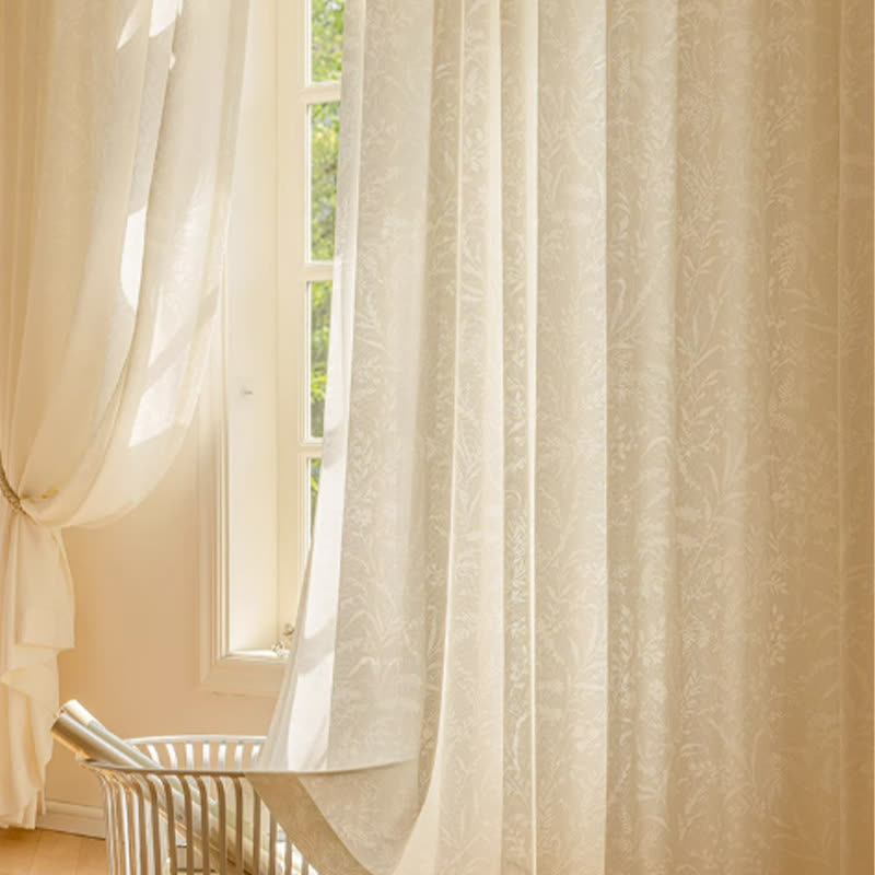 Tenda trasparente floreale jacquard francese