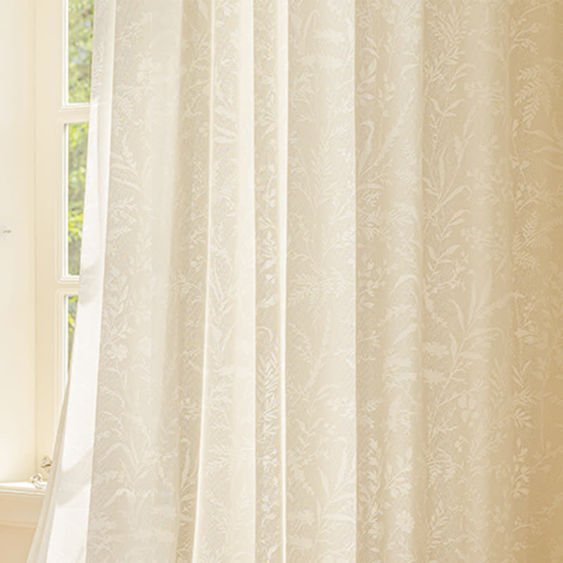 Tenda trasparente floreale jacquard francese