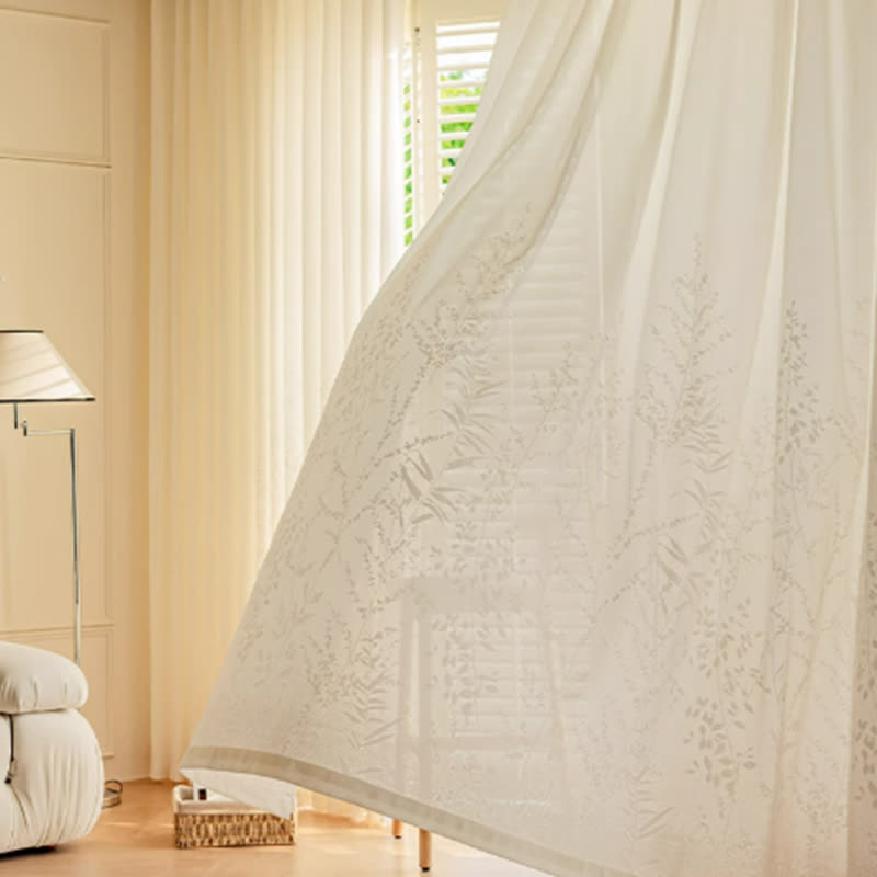 Tenda trasparente floreale jacquard francese