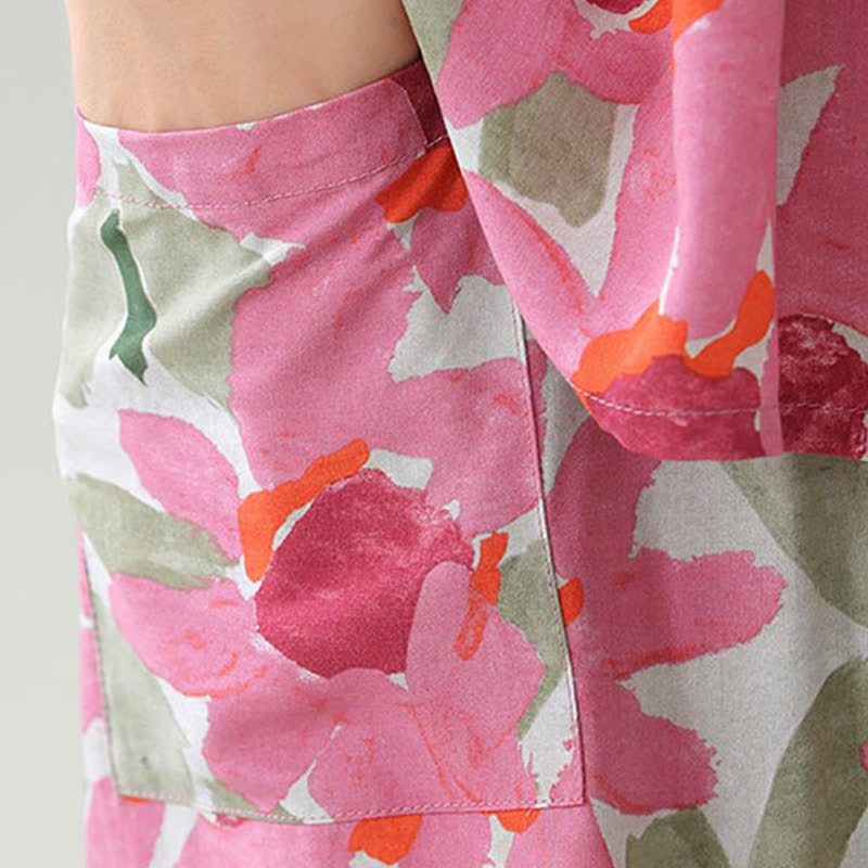 Completo da casa con stampa floreale e botanica taglie forti