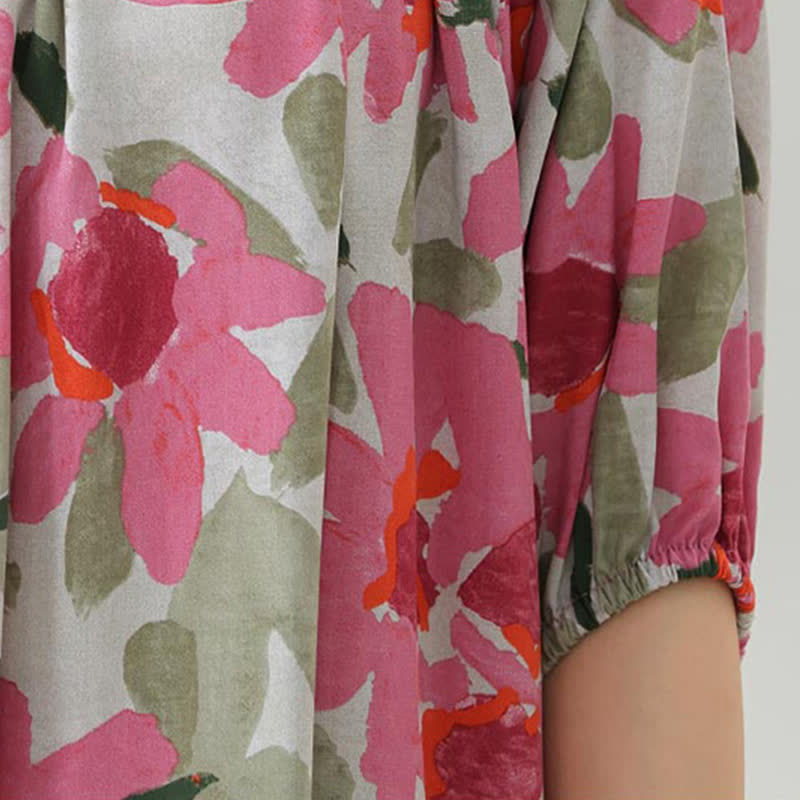 Completo da casa con stampa floreale e botanica taglie forti