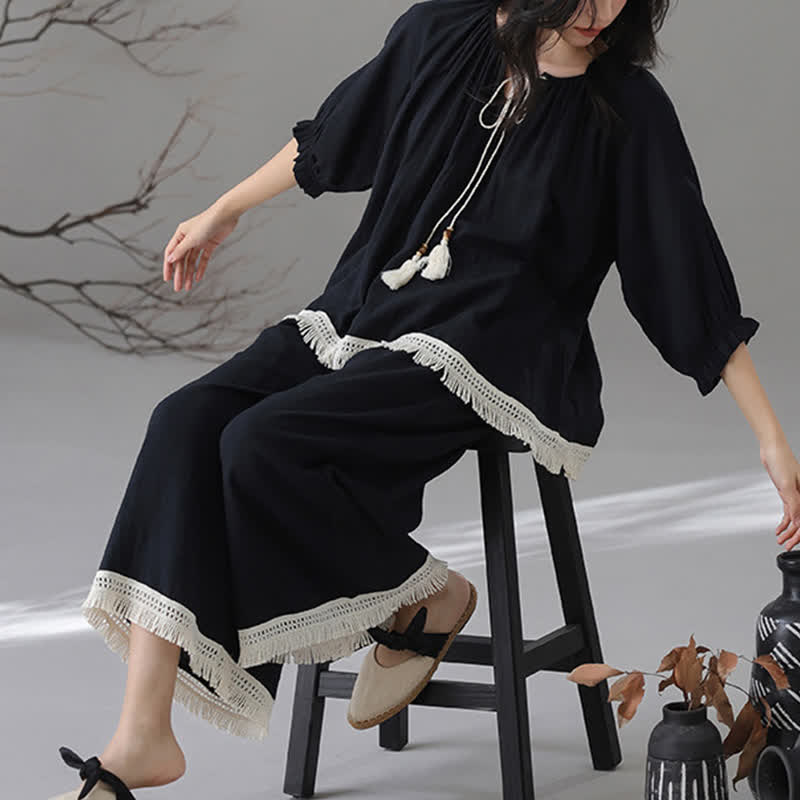 Completo da casa con nappe in cotone e bambù