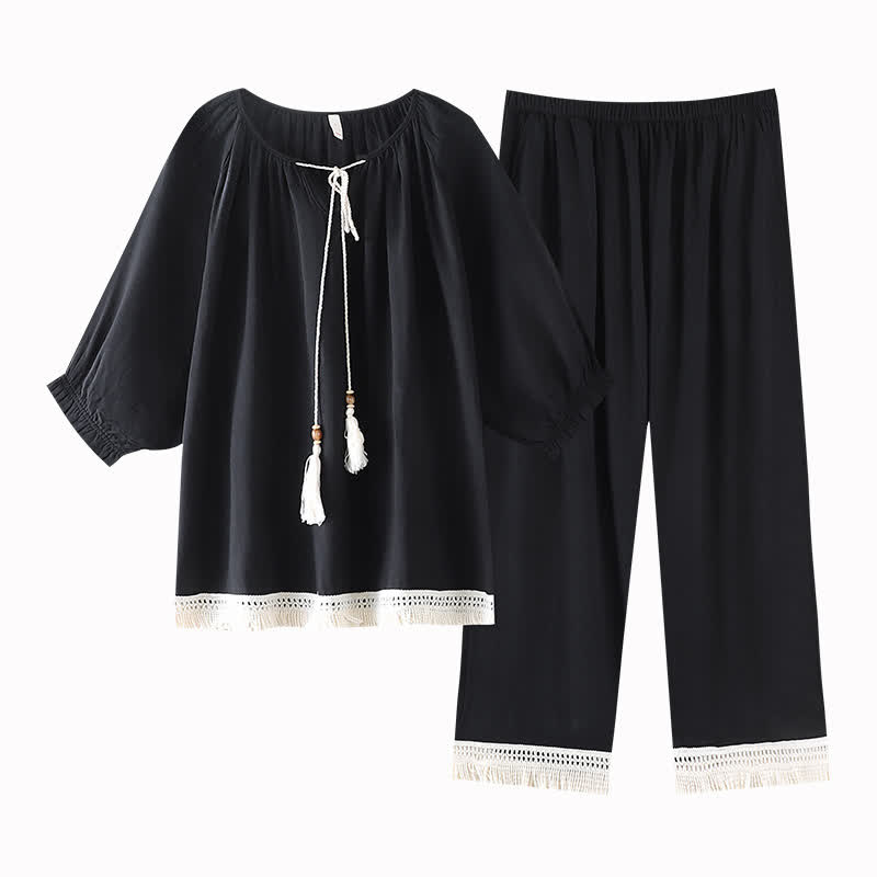 Completo da casa con nappe in cotone e bambù