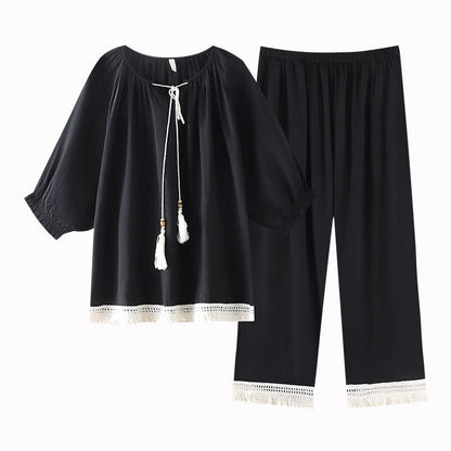 Completo da casa con nappe in cotone e bambù
