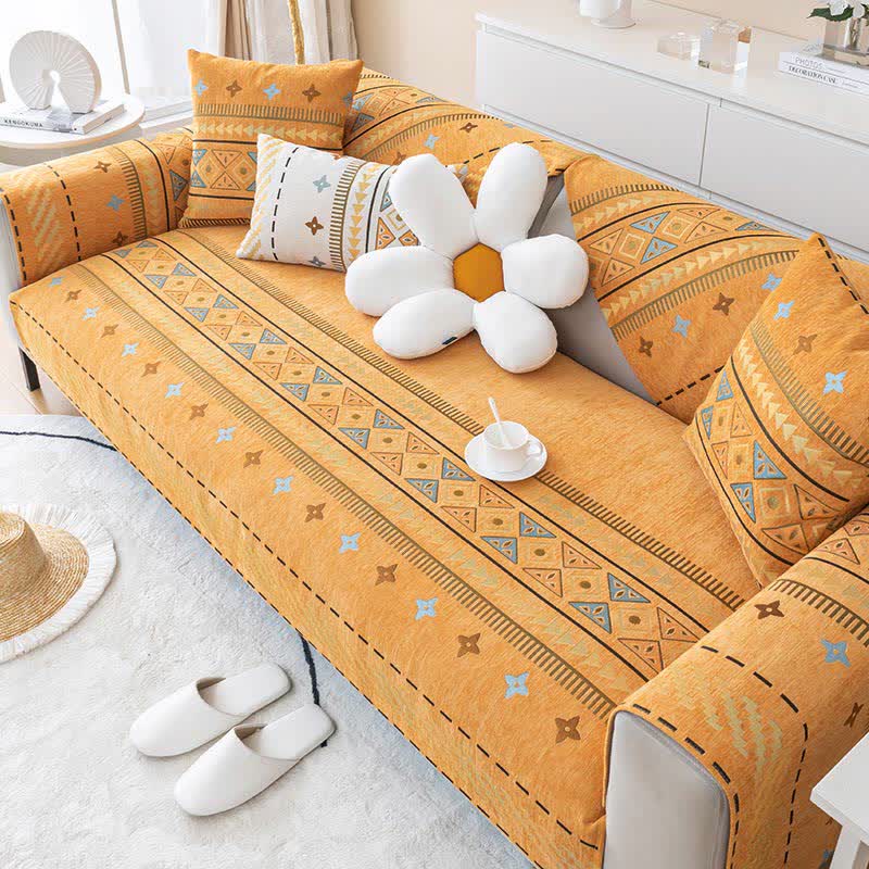 Copridivano decorativo in ciniglia in stile bohémien