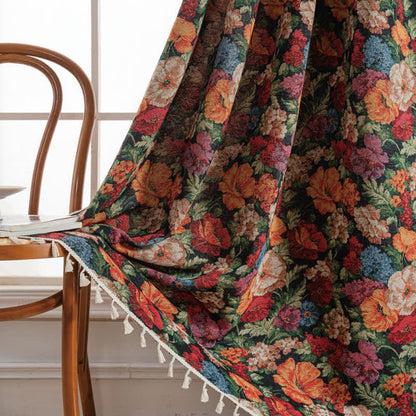 Tenda semi-oscurante con nappa floreale jacquard