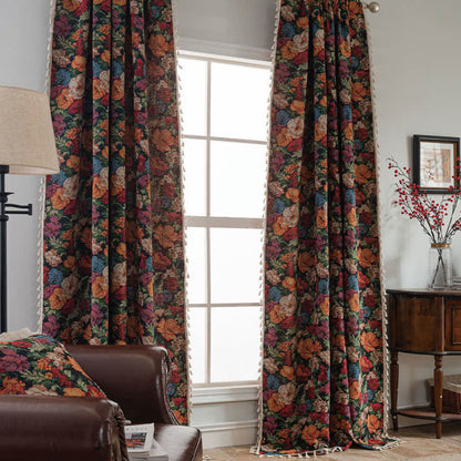 Tenda semi-oscurante con nappa floreale jacquard