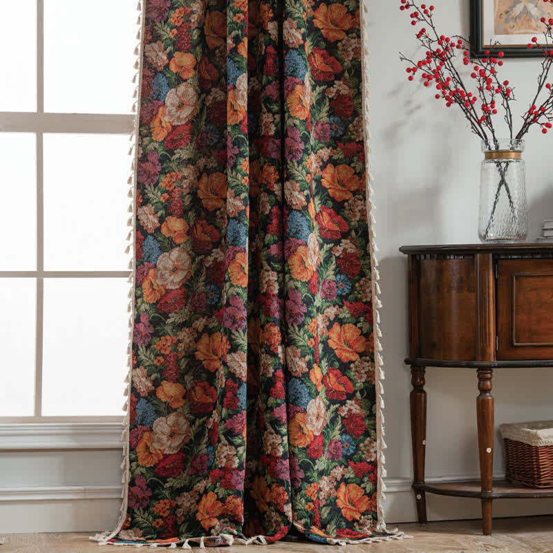 Tenda semi-oscurante con nappa floreale jacquard