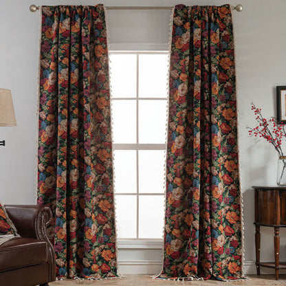 Tenda semi-oscurante con nappa floreale jacquard