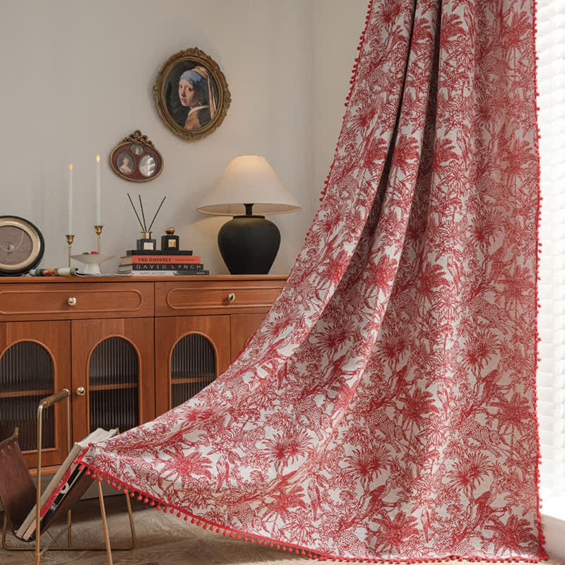 Tenda semi-oscurante con nappa floreale jacquard