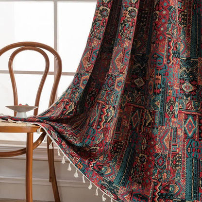 Tenda semi-oscurante con nappa floreale jacquard