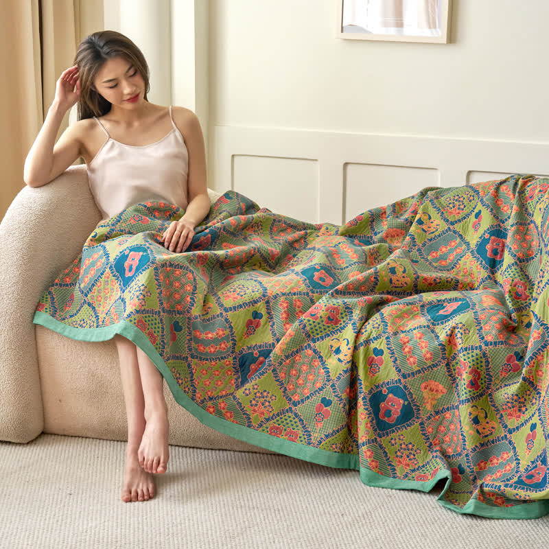 Coperta in cotone jacquard a doppio strato di garza