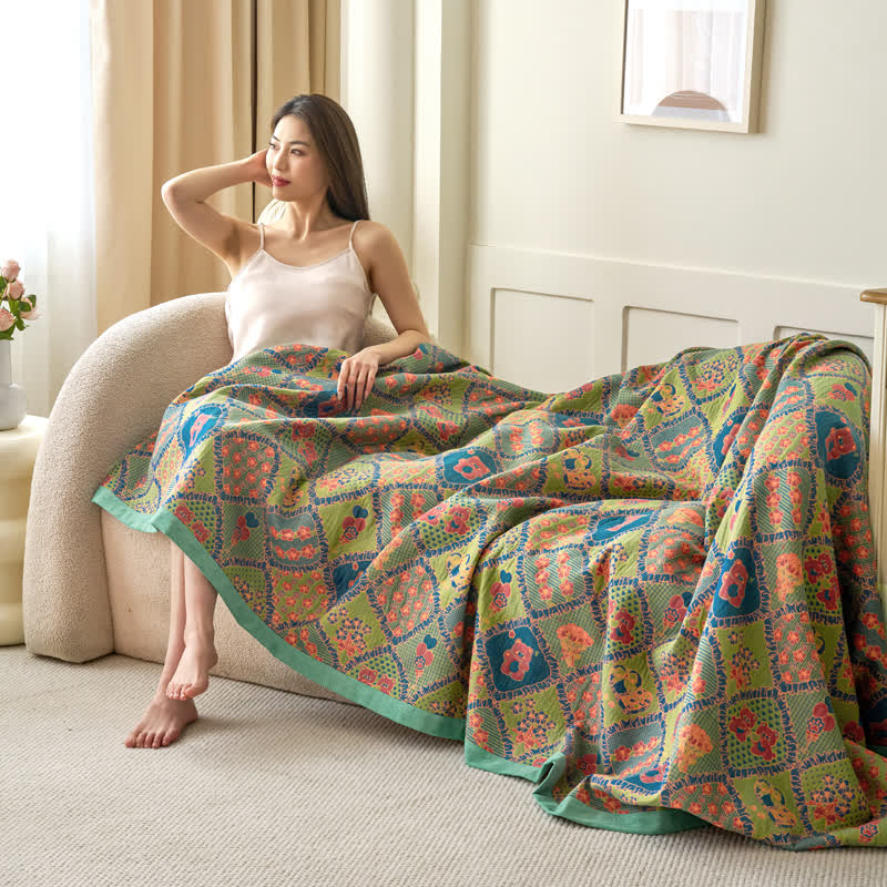 Coperta in cotone jacquard a doppio strato di garza