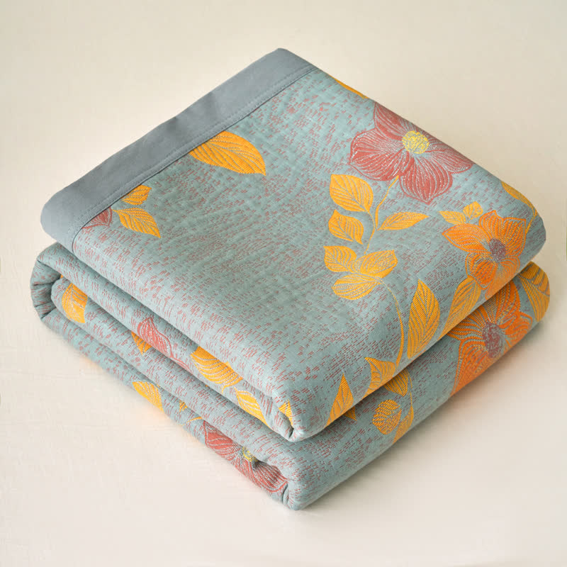 Coperta in garza di cotone floreale Refresh tinta in filo