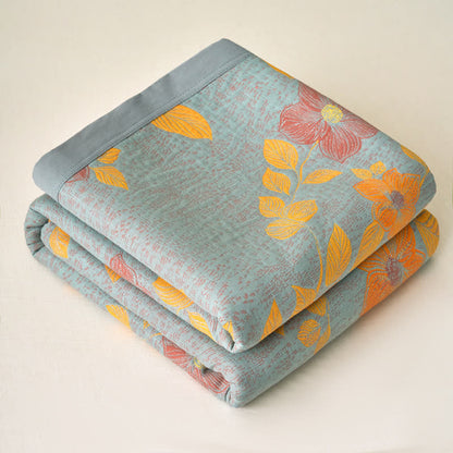 Coperta in garza di cotone floreale Refresh tinta in filo