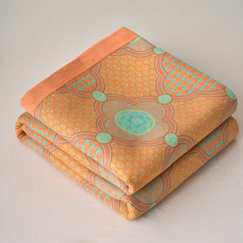 Coperta reversibile in garza di cotone vintage jacquard