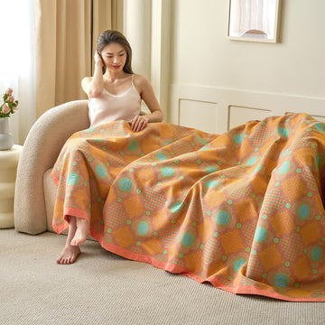 Coperta reversibile in garza di cotone vintage jacquard