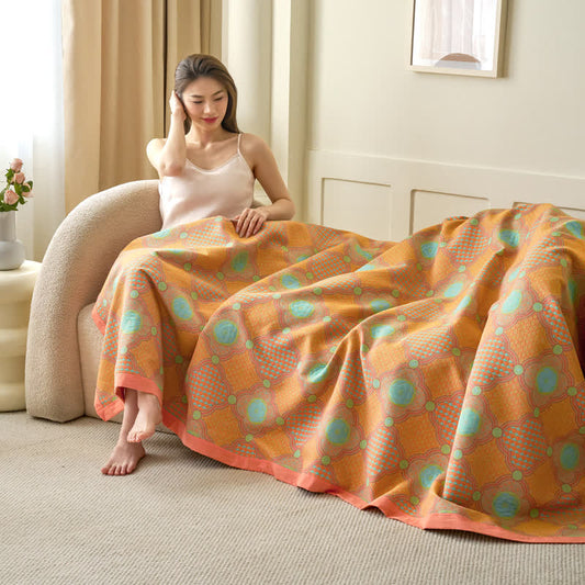 Coperta reversibile in garza di cotone vintage jacquard