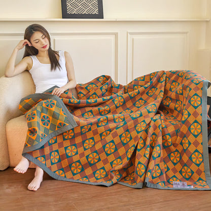 Coperta vintage reversibile in garza di cotone