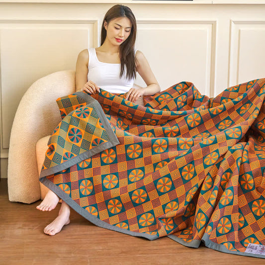 Coperta vintage reversibile in garza di cotone