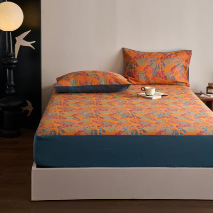 Lenzuolo con angoli traspirante in garza di cotone jacquard tinto in filo