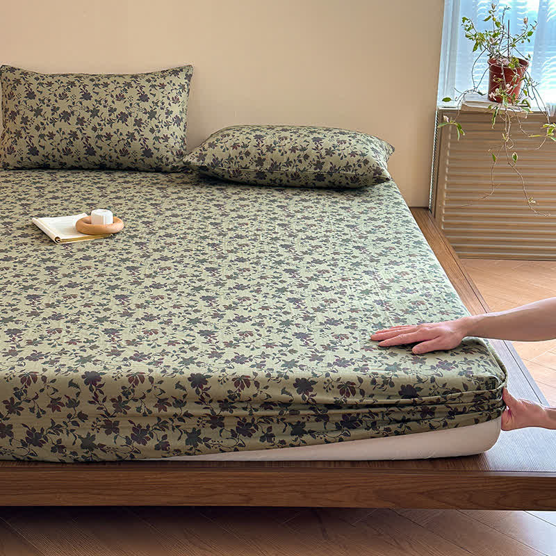 Lenzuolo con angoli in garza di cotone jacquard floreale