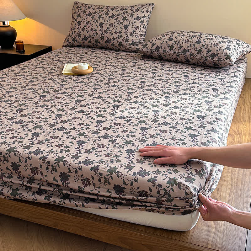 Lenzuolo con angoli in garza di cotone jacquard floreale