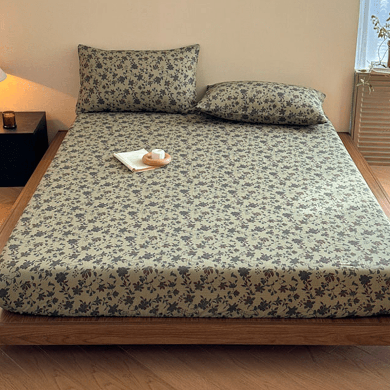Lenzuolo con angoli in garza di cotone jacquard floreale