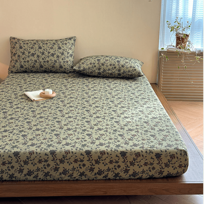 Lenzuolo con angoli in garza di cotone jacquard floreale