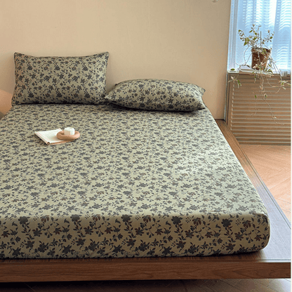 Lenzuolo con angoli in garza di cotone jacquard floreale