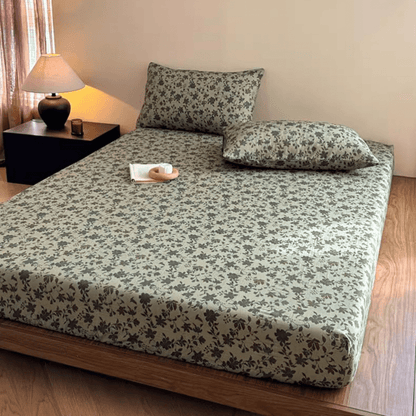 Lenzuolo con angoli in garza di cotone jacquard floreale