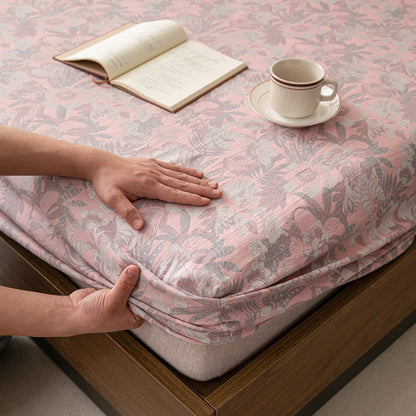 Lenzuolo con angoli in jacquard floreale a doppio strato di garza