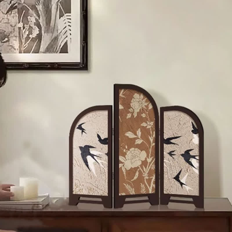 Schermo pieghevole da tavolo, ornamento vintage