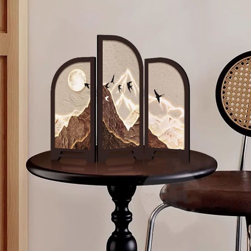 Schermo pieghevole da tavolo, ornamento vintage