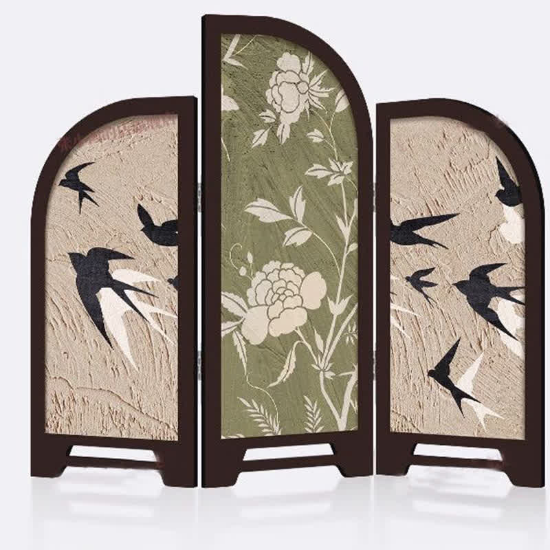 Schermo pieghevole da tavolo, ornamento vintage