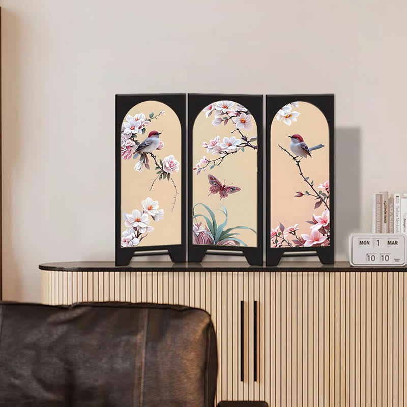 Paravento pieghevole in legno rurale, decorazione da scrivania