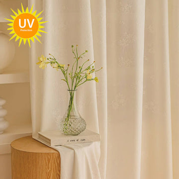 Tenda trasparente floreale jacquard francese