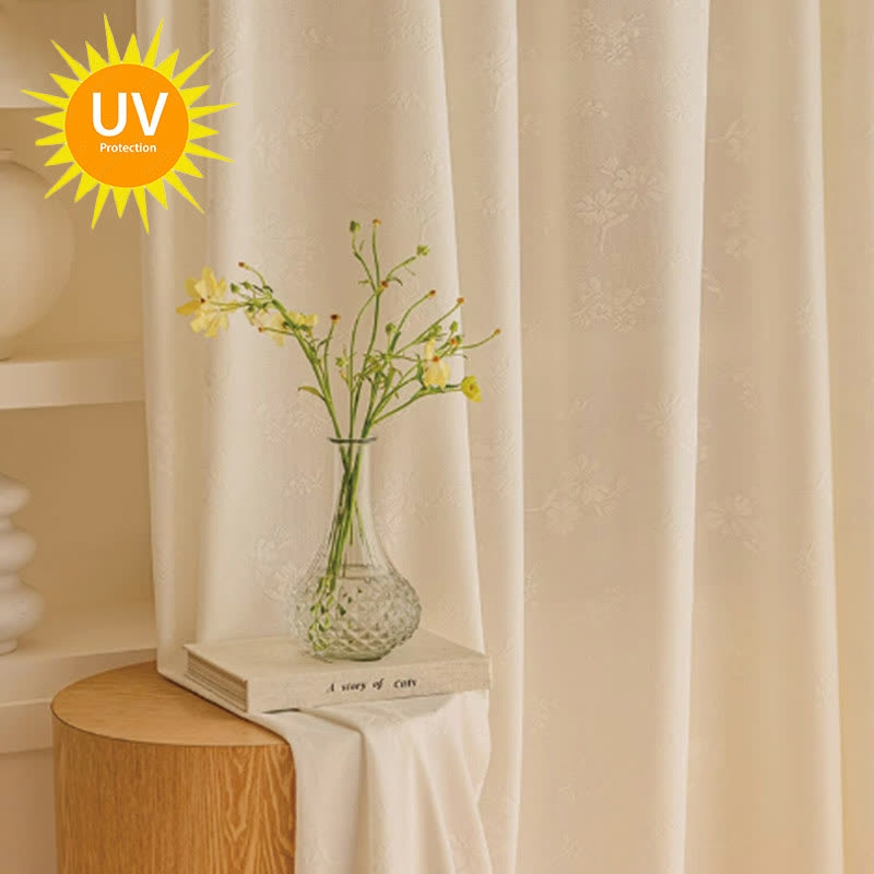 Tenda trasparente floreale jacquard francese