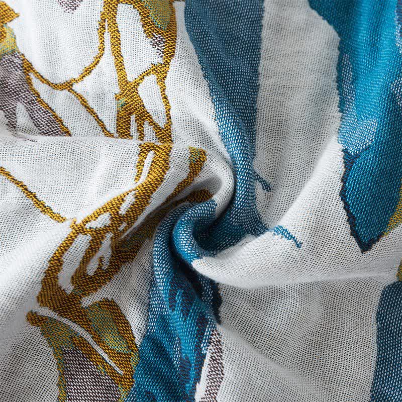 Coperta comoda in garza di cotone jacquard con motivo a pavone