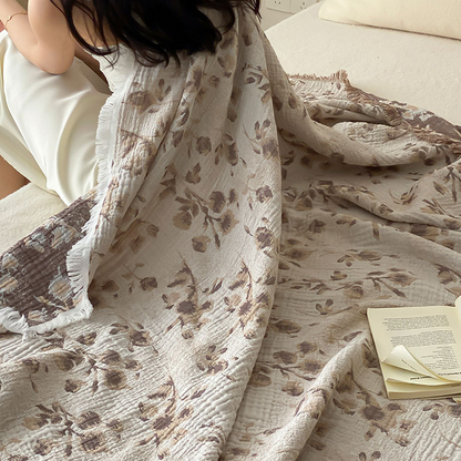 Trapunta reversibile con nappe in garza di cotone floreale vintage