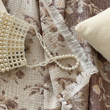 Trapunta reversibile con nappe in garza di cotone floreale vintage