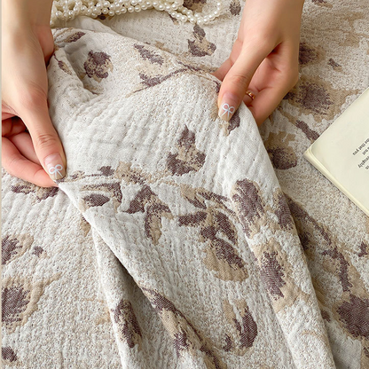 Trapunta reversibile con nappe in garza di cotone floreale vintage